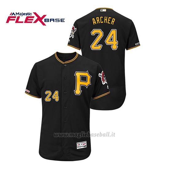Maglia Baseball Uomo Pittsburgh Pirates Chris Archer 150th Aniversario Patch Autentico Flex Base Nero